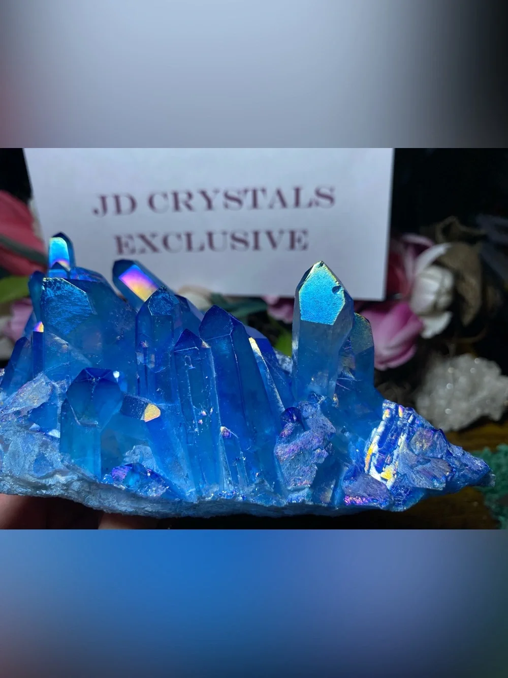 Large Aura Blue Quartz Points Cluster